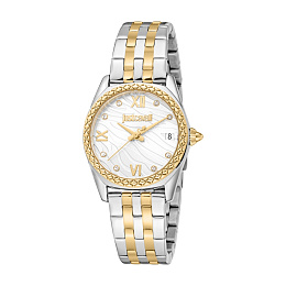 JUST CAVALLI Women Watch, Two Tone Silver & Gold Color Case, Silver Dial, Two Tone Silver & Gold Col