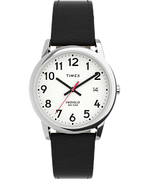 Mens Easy Reader Silver-tone Case with Black Sustainable Strap and White Dial