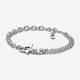 Shooting star sterling silver bracelet with clear 