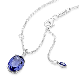 Sterling silver collier with princess blue crystal and clear cubic zirconia /390055C01-45