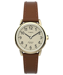 Womens Easy Reader Gold-tone Case with Brown Sustainable Strap and Cream Dial