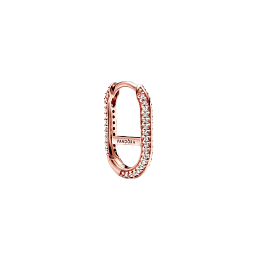 14k Rose gold-plated hoop link earring with clear cubic zirconia