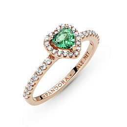 Heart 14k rose gold-plated ring with green crystal and clear cubic zirconia /188421C03-50