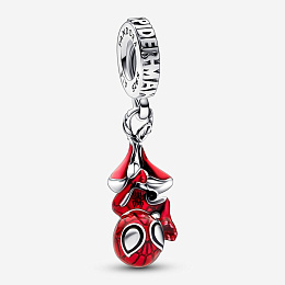 Marvel Spider-Man sterling silver dangle with blac