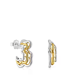SILVER GOLD PLATED EARRINGS 21MM 2 TONE