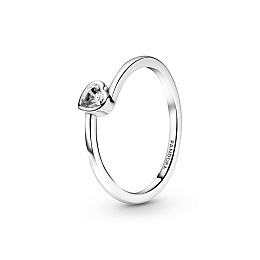 Heart sterling silver ring with clear cubic zirconia /199267C02-54
