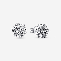 Snowflake sterling silver stud earrings with clear