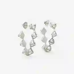 pyramid mirror silver hoop earring /E1577-20-014-105