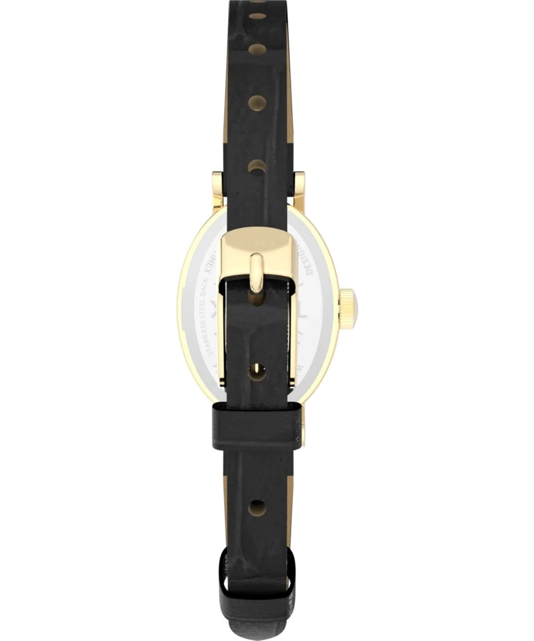 Women's Cavatina Gold-tone Case with Black Strap