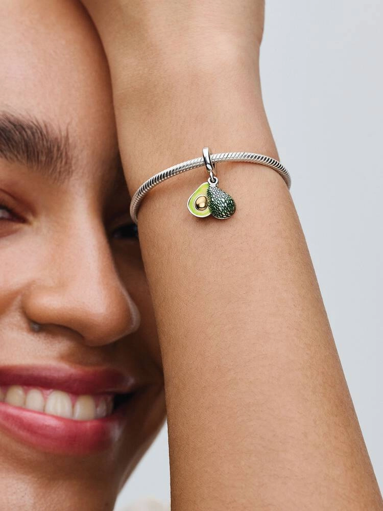 Avocado sterling silver and 14k gold-plated dangle with transparent green, apple green and lime gree