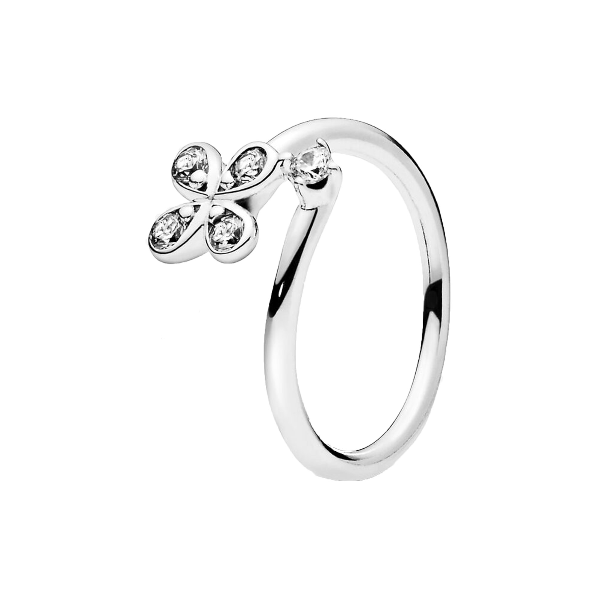Jewelry Flower silver open ring/197988CZ-56
