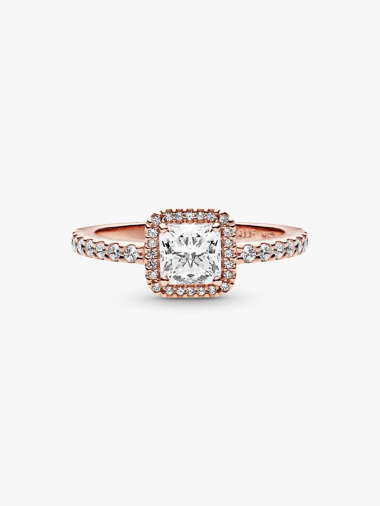 14k Rose gold-plated ring with clear cubic zirconia