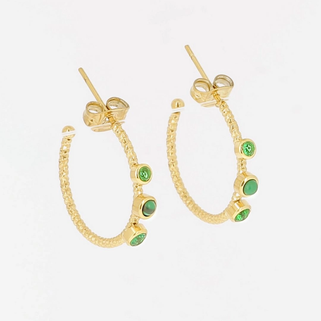 Zag Bijoux 14K Gold Plated Earring / SEC20152-01GRN
