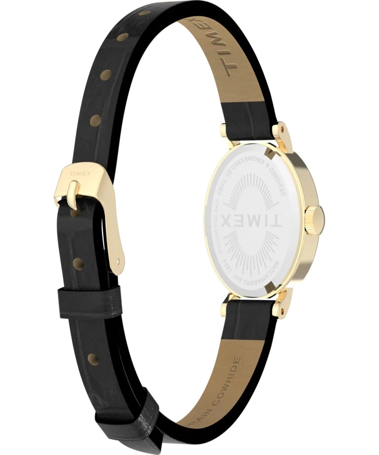 Women's Cavatina Gold-tone Case with Black Strap