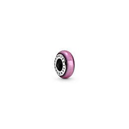 Sterling silver spacer with pink enamel