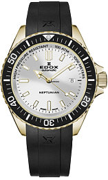Neptunian / Automatic 3 hands/ yellow PVD/ turning ceramic bezel / Black rubber /  Silver dial / 100