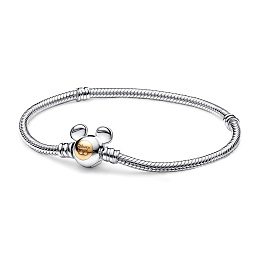 Disney 100 Mickey Mouse snake chain sterling silver and 14k gold bracelet