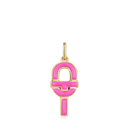 SILVER GOLD PLATED PENDANT PINK ENAMEL