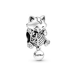 Kitten and yarn ball sterling silver charm /799535C00