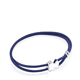 SILVER BRACELET BEAR BLUE ELASTIC BAND