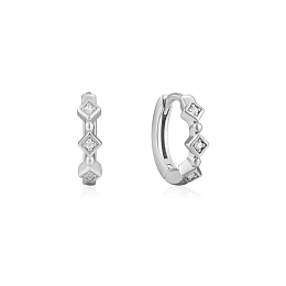 Silver Sparkle Huggie Hoops/E023-01H