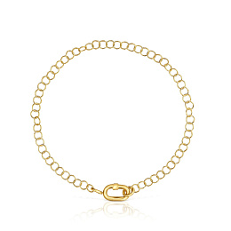 18KT GOLD BRACELET RING CHAIN OVAL CLASP