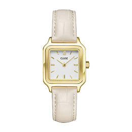 Gracieuse  Petite  Watch  Leather,  Marshmallow  Croco, Gold Colour