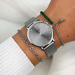 Minuit Mesh Crystals, Grey, Silver Colour