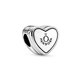 Heart gift box silver charm with clear cubiczircon