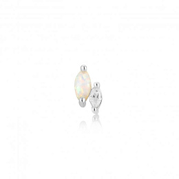 Silver Kyoto Opal and Sparkle Marquise Barbell Single Earring