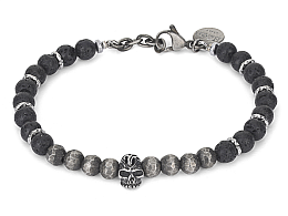 Stainless steel bracelet and natural stones onyx and hematite with&quot;Gladiator&quot;complete with gift box