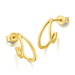 18 KT YELLOW GOLD DOUBLE HOOPS