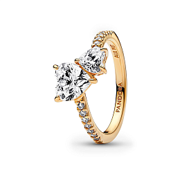 14k Gold-plated ring with clear cubic zirconia