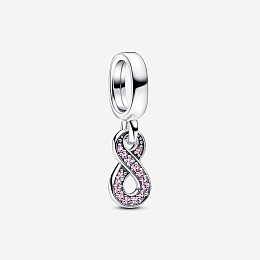 Infinity sterling silver dangle with cerise and phlox pink crystal