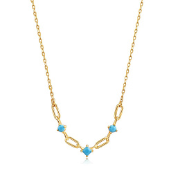 GOLD TURQUOISE LINK NECKLACE