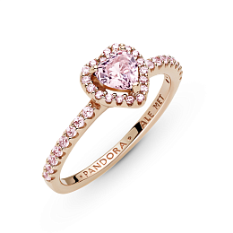 Heart 14k rose gold-plated ring with orchid pink crystal and fancy fairy tale pink cubic zirconia /