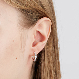 Sterling silver hoop earrings with clearcubic zirconia /299406C01