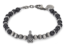 Stainless steel bracelet whit natural Lava stones and Hematite &quot;Mexican skull&quot;complete with gift box