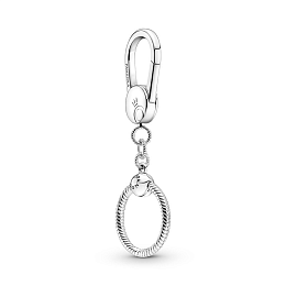 Sterling silver bag charm holder with smallPandora O pendant /399567C00