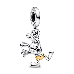 Disney 100 Oswald sterling silver and 14k gold dangle with 0.009 ct TW GHI SI1+ round brilliant-cut 