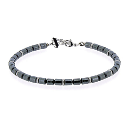 Stainless steel bracelet with natural Hematite sto