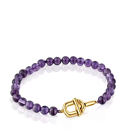 SILVER GOLD PLATED BRACELET AMETHYST