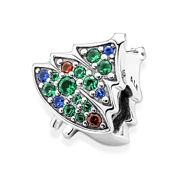 Christmas tree sterling silver charm with salsa red, true blue and lake green crystal /790018C01