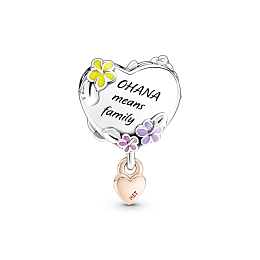 Disney Lilo and Stitch sterling silver and 14k rose gold-plated charm with clear cubic zirconia