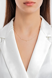 14KT Gold Pearl And White Sapphire Necklace