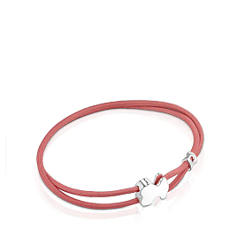 SILVER BRACELET BEAR PINK ELASTIC BAND