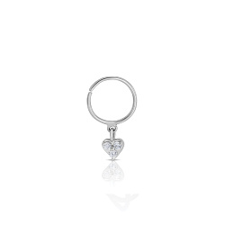 Flexible Heart Pendant Septum Nose Ring ∅ 9mm with Cubic Zirconia