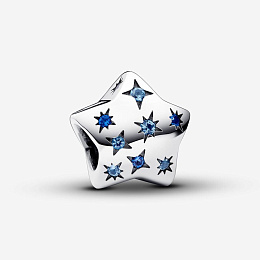 Star sterling silver charm with stellar blue and icy blue crystal