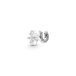 Horseshoe sterling silver stud earring withclear c