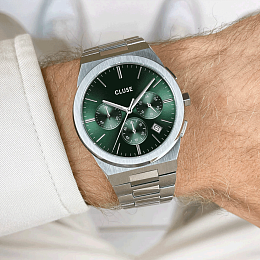 Vigoureux Chrono Steel, Green, Silver Colour